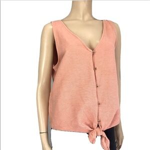 TeXTURE & THREAD Madewell V-neck sleeveless tie front blouse button front